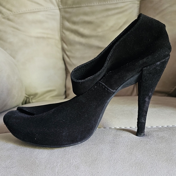 Pedro Garcia Chic Black Suede Platform Open Toe High Heels Shoes Sz 8.5 (EU 39) - Picture 8 of 10